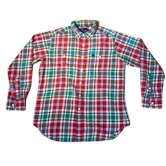 Polo Ralph Lauren Other - Vintage Late 1980s Polo Ralph Lauren Mens Button Down in red and green plaid M
